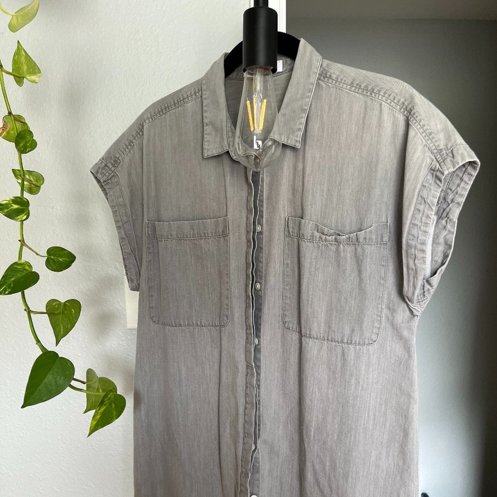Everlane The Short-Sleeve Shirt Dress - Grey Denim (M)